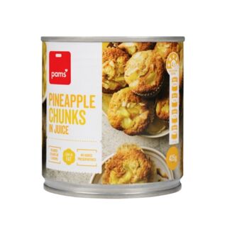 Pams Chunked Pineapple In Juice 425g